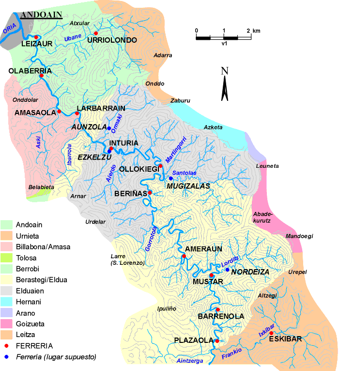 Situación de las ferrerías en el valle