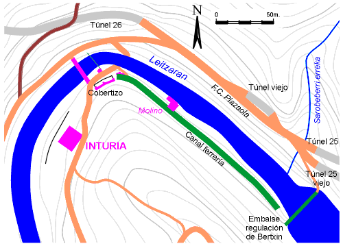 Plano caserío y canal