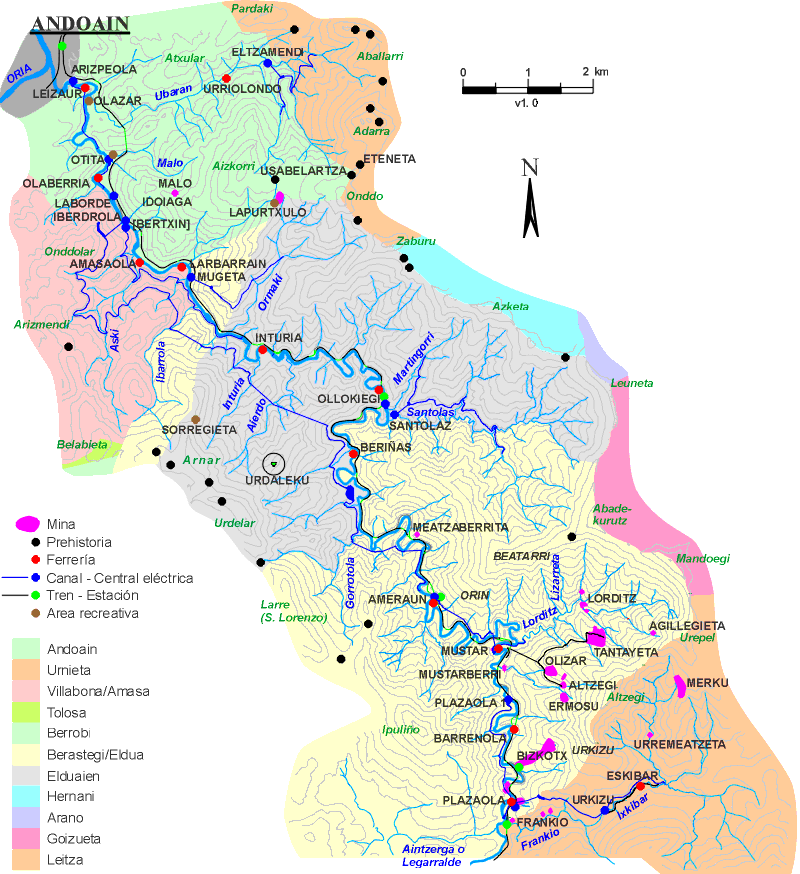 Mapa del valle guipuzcoano