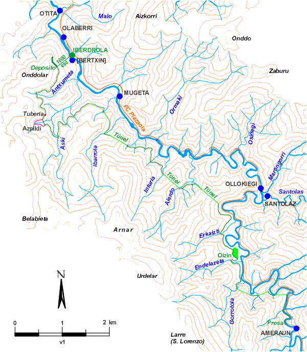 Plano del canal de la central de Iberdrola en el Leizarán