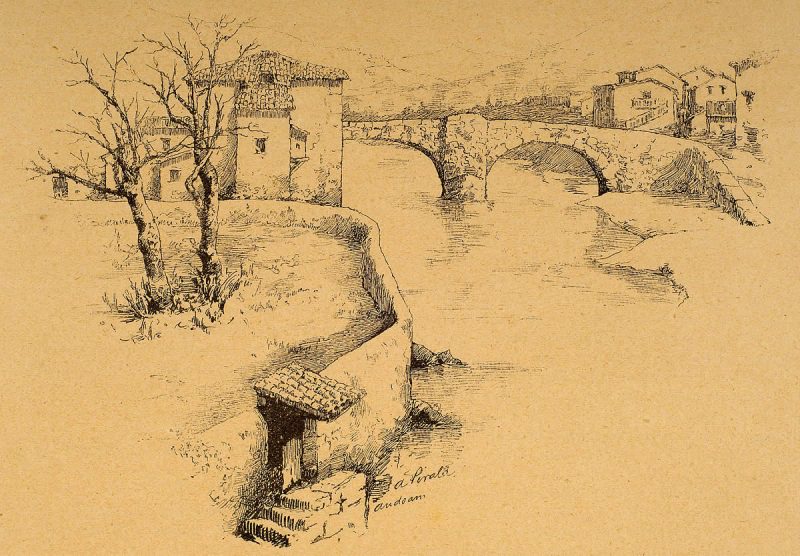 Ermita y puente de Santa Cruz, en Zumea (Andoain), en 1891.