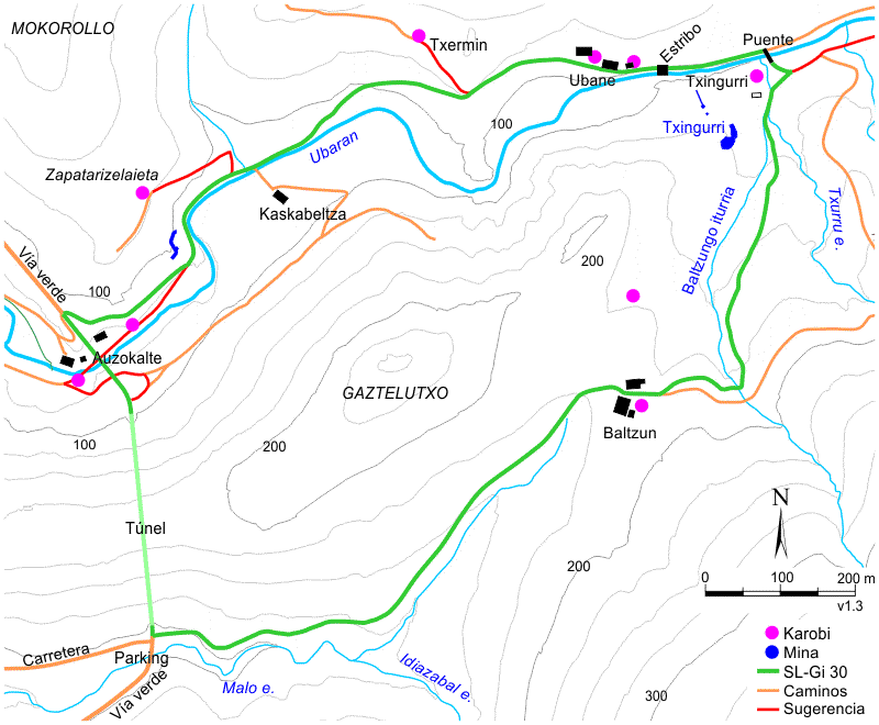 Plano de la ruta SL-Gi 30