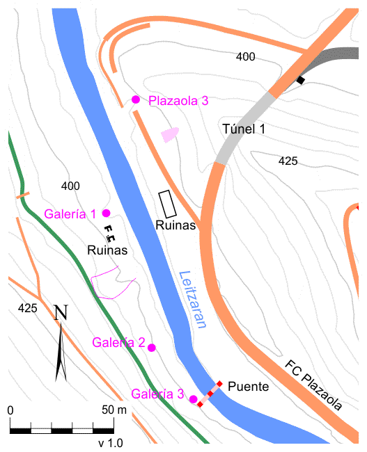 Plano de las minas Plazaola 2 y Plazaola 3